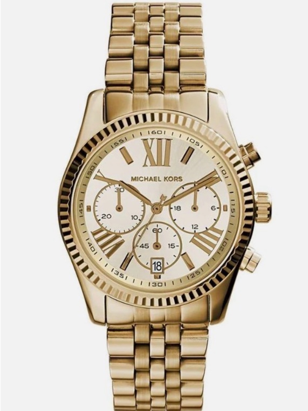 Michael Kors Gold Stainless Steel Chronograph Watch Womens 38mm dial